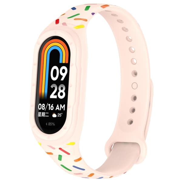 Xiaomi Smart Band 8 silikone farverig plettet stil rem - Lyserød Pink