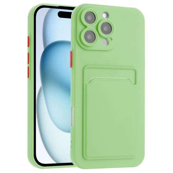iPhone 16 Pro skal med korthållare - Matcha Grön Grön