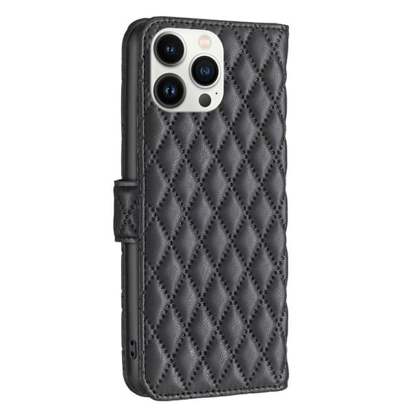 Rombemønster, matt flip-deksel for iPhone 13 Pro Max - Svart Black