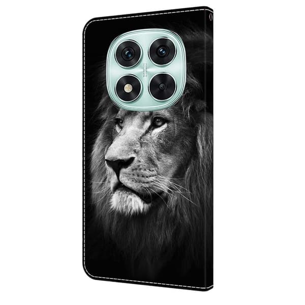 Xiaomi Redmi Note 14 Pro 5G plånboksfodral mönster utskrift stativ läder flip telefonskydd - Lejon Silvergrå