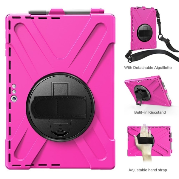 Mocrosoft Surface Pro 6 X-Shape combo fodral - Rosenrött Rosa