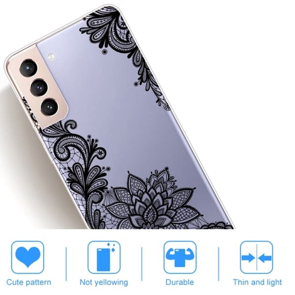 Deco Samsung Galaxy S22 skal - Spetsblomma Svart