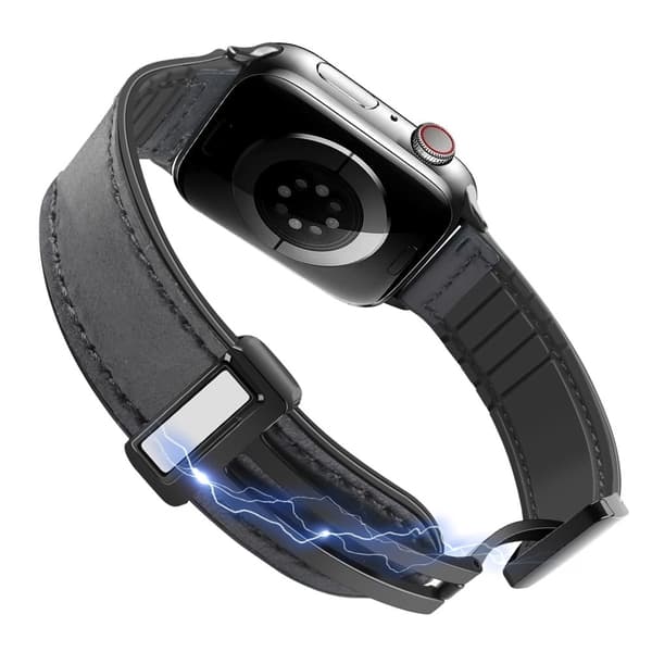 Apple Watch Series 9 41 mm lær- og silikonrem - Mørkebrun Brown