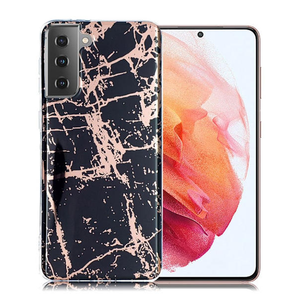 Marble Samsung Galaxy S21 etui - sort Black