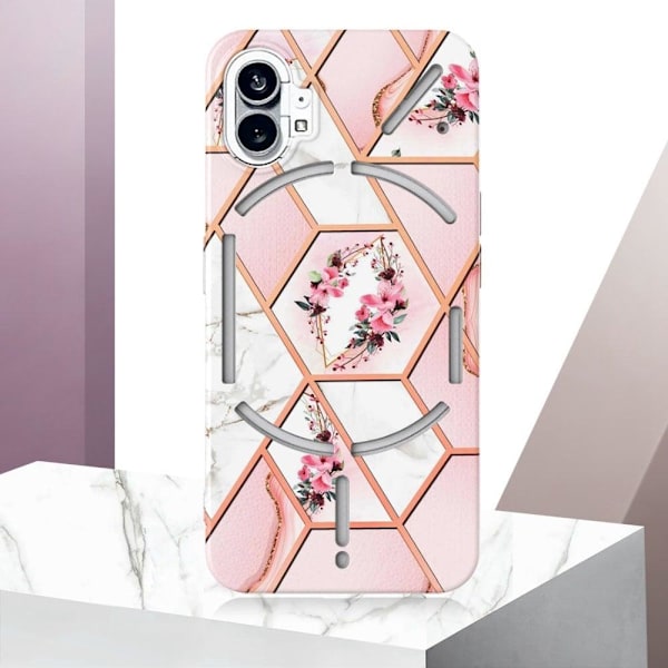 Marble Nothing Phone (1) Etui - Lyserøde Blomster Pink