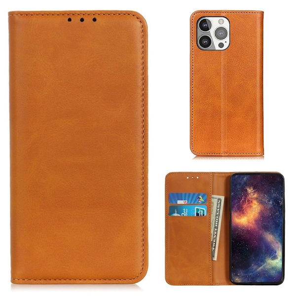 Äkta läder iPhone 13 Pro fodral - Brun Brun
