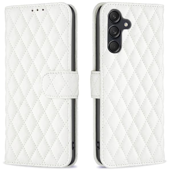 Rhombus mat Samsung Galaxy M55 flip etui - Hvid White
