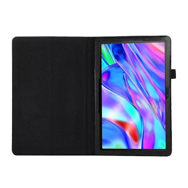 Foldbart etui med Lichi-tekstur til Lenovo Tab M10 Plus (Gen 3) - Sort Black