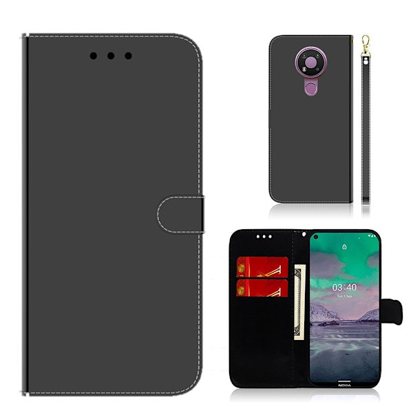 Mirror Nokia 3.4 Flippetui - Svart Black