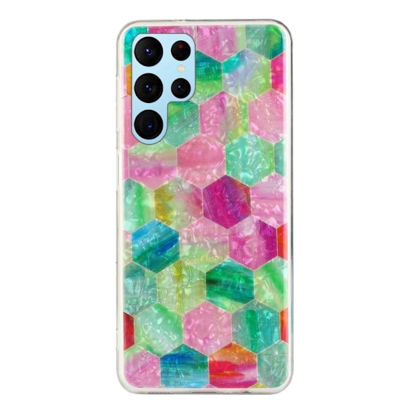 Deco Samsung Galaxy S22 Ultra Suojakotelo - Värikäs Hexagon Multicolor