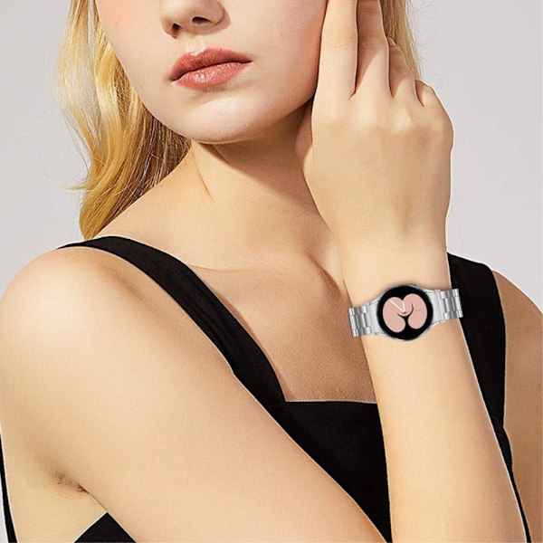 Klockarmband med tre pärlor i rostfritt stål till Samsung Galaxy Watch 4 - Silver Silvergrå
