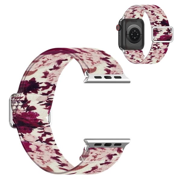 Apple Watch Series 6 / 5 44mm elastic nylon pattern watch band - Peony Röd