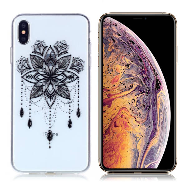 Etui til iPhone Xs Max med lamelprint - Blondeblomst Black