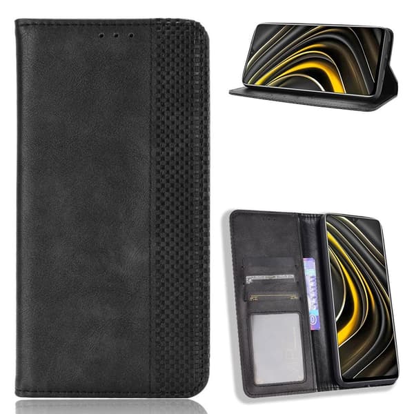 Bofink Vintage Xiaomi Poco M3 Lær Etui - Svart Black