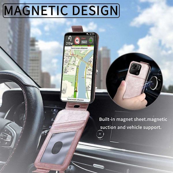 Vertikalt Xiaomi Redmi 10A fodral med dragkedja - Rosa Rosa