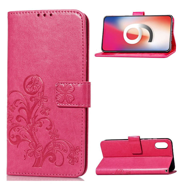 iPhone Xs Max Apila printti kuvioitu synteetti nahkainen lompakko suojakotelo - Ruusu Pink