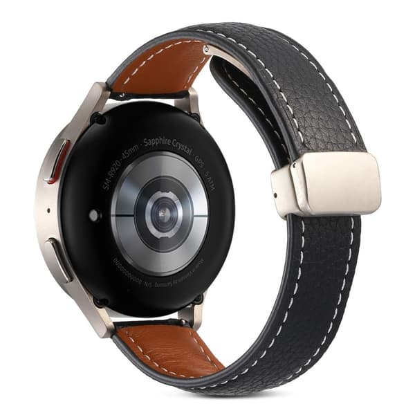 20mm Universal aitoa nahkaa kellon hihna - Musta Black
