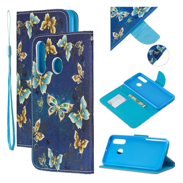 Wonderland Samsung Galaxy A60  etui - Blå Sommerfugle Blue
