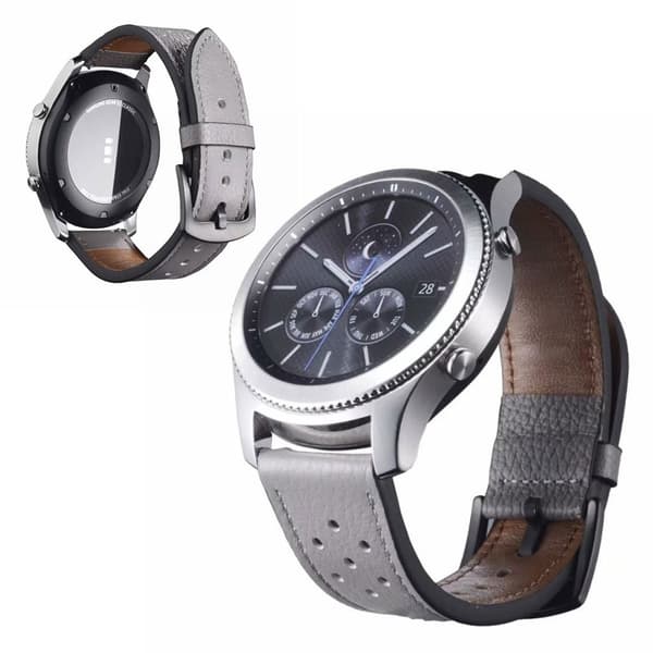 Huawei Watch GT 2 46mm / GT 2e holdbar læderurrem - Grå Silver grey