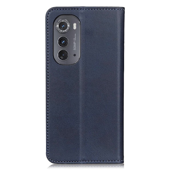 Äkta läder Motorola Moto Edge 2022 fodral - Blå Blå