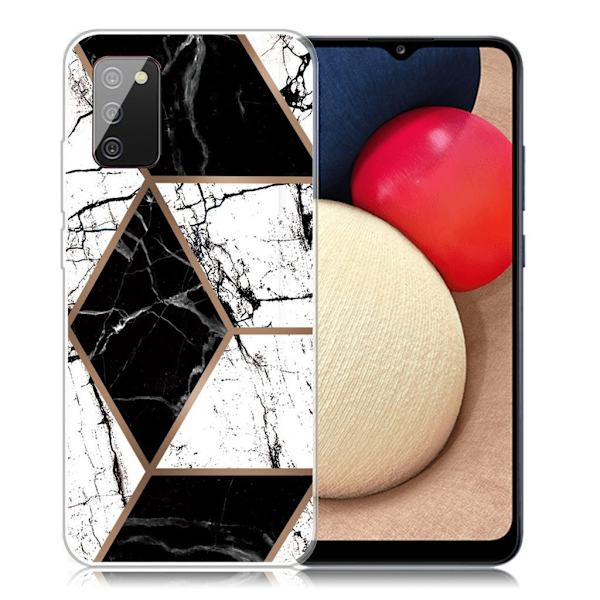 Marble Samsung Galaxy A02s Etui - Black og Hvit Klinkekule Form Multicolor