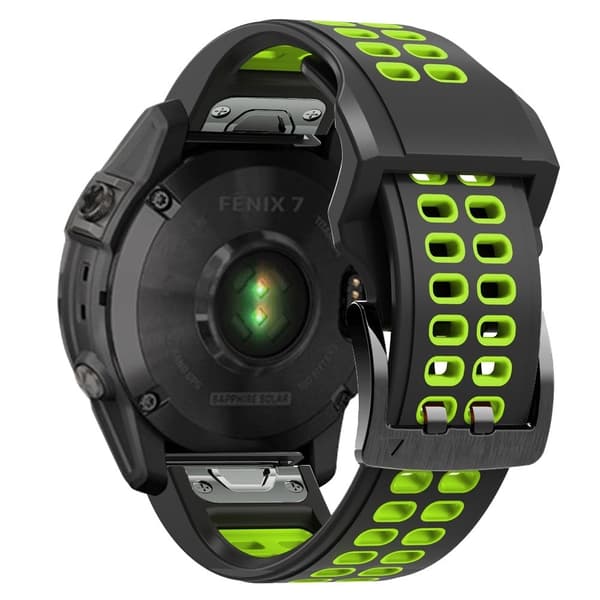 Garmin Fenix 7 kaksivärinen silikonikellon hihna - Musta / Vihreä Green