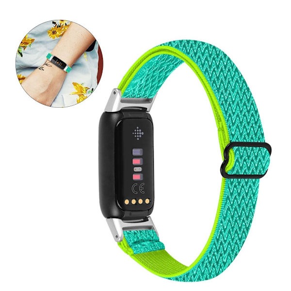 Fitbit Luxe elastisk urrem i nylon - Gul / Grøn Green
