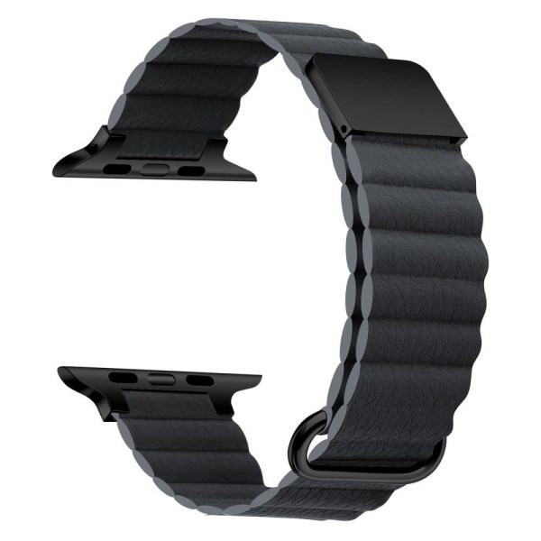 Apple Watch Series 8 (41mm) urrem i ægte læder med litchi-tekstu Black
