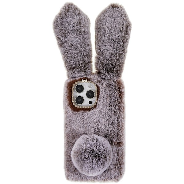 Fluffy Rabbit iPhone 14 Pro Max skal - Brun Brun