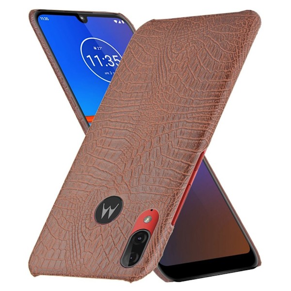 Croco Motorola Moto E6 Plus kuoret - Ruskea Brown
