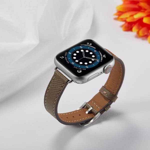Urrem i læder med krydsstruktur til Apple Watch 42mm - 44mm - Grøn Green