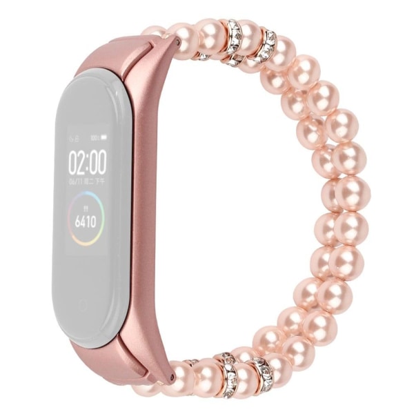 Xiaomi Mi Smart Band 4 / 3 double row faux pearl watch strap - P Pink