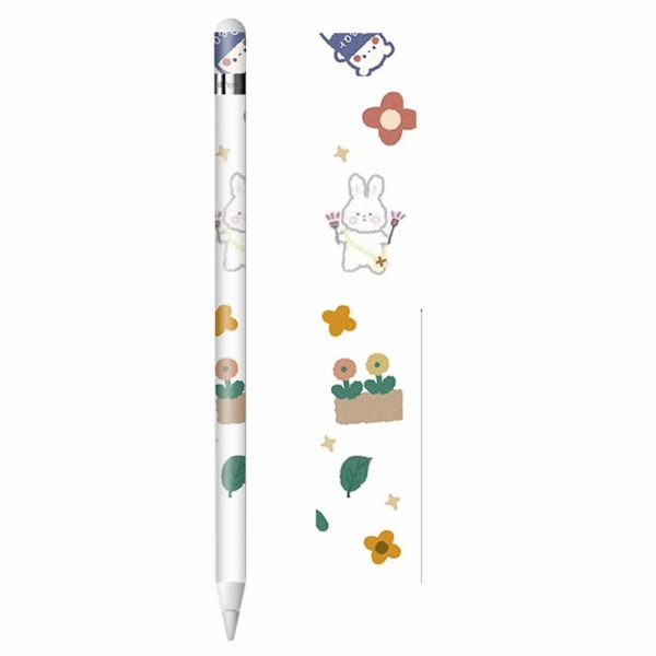 Sejt klistermærke til Apple Pencil - Sød Kanin Og Blomst Multicolor