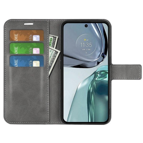 Lompakko Nahkakotelo For Motorola Moto G62 5g - Harmaa Silver grey