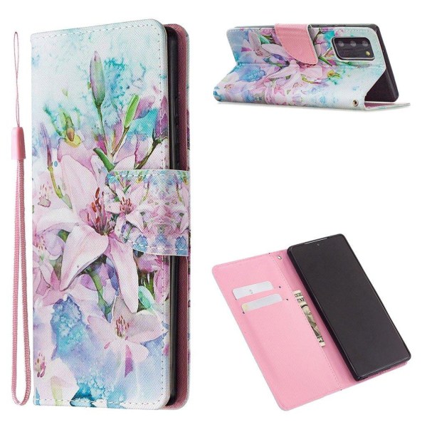 Wonderland Samsung Galaxy Note 20 5G / Samsung Galaxy Note 20 flip kuoret - Kaunis Kukka Pink