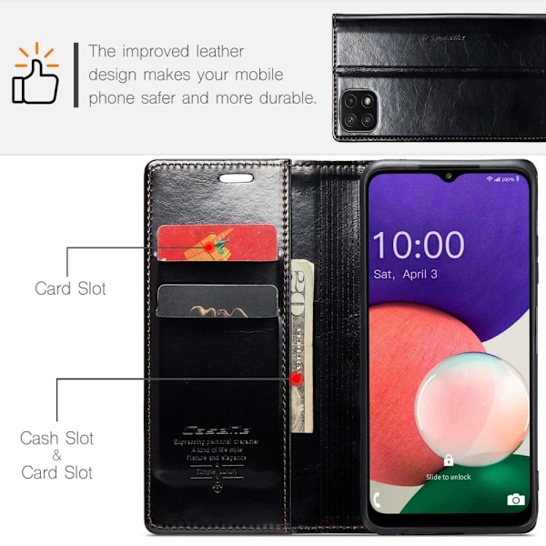 CaseMe Samsung Galaxy A22 5G smooth etui - Sort Black