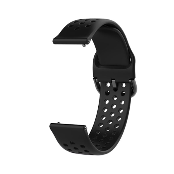 22 mm universal silikoneurrem med runde huller - Sort / Sort Spænde Black