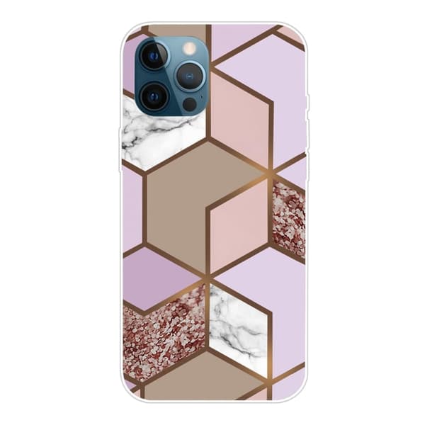 Marmordesign iPhone 14 Pro deksel - Gylne, Frodige Fliser Multicolor