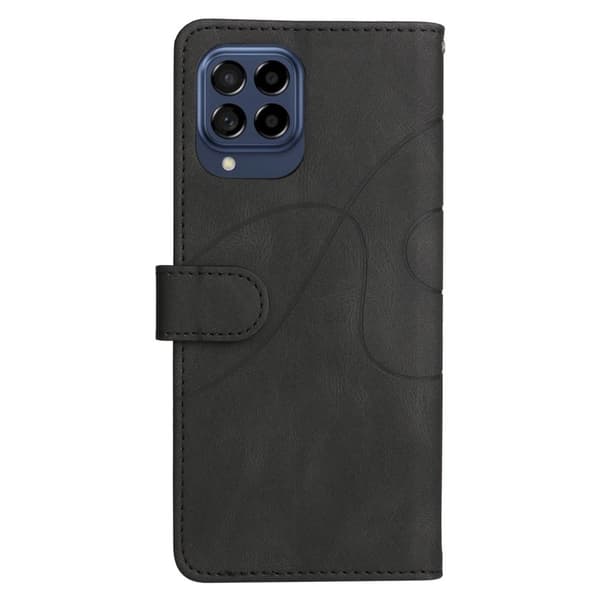 Tekstureret Læder Etui med Strop Til Samsung Galaxy M53 5g - Sort Black