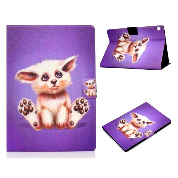 Lenovo Tab M10 pattern printing leather case - Abyssinian Cat Purple
