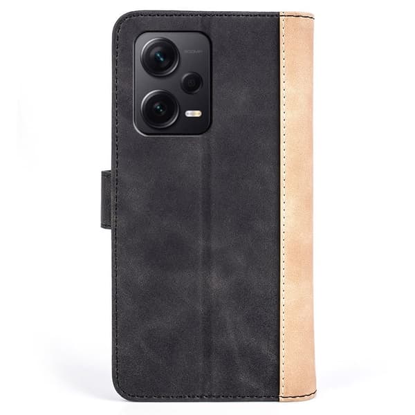 To-farvet Xiaomi Redmi Note 12 Pro Plus læderetui - Sort Black