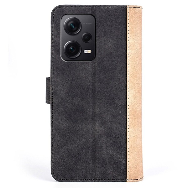 Tvåfärgat Xiaomi Redmi Note 12 Pro Plus fodral i läder - Svart Svart