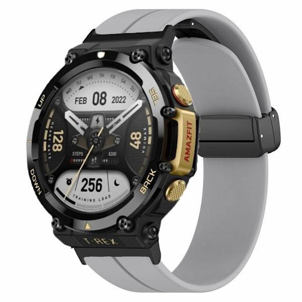 Huami Amazfit T-Rex 2 silikonerem med magnetisk foldespænde - Grå Silver grey