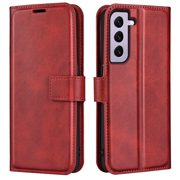 Hållbart konstläder Samsung Galaxy S23 fodral med plånbok - Röd Röd