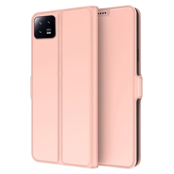 Glatt og tynt premium PU-skinnetui for Xiaomi 13 - Rose Gull Pink