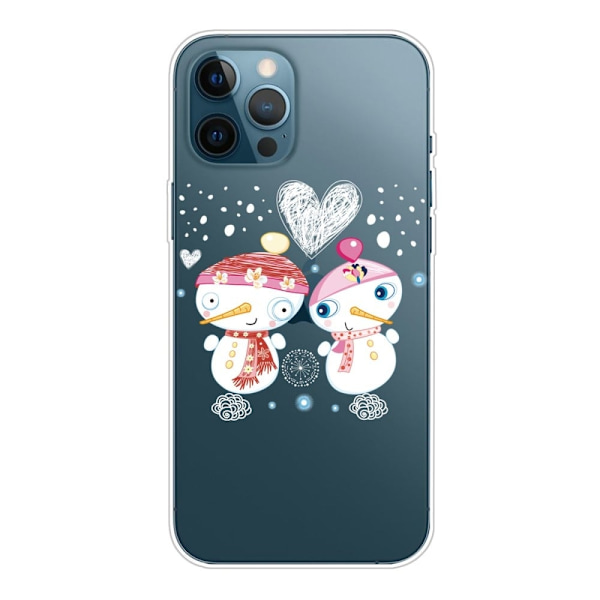 Julfodral till iPhone 14 Pro - Snögubbe Par Vit