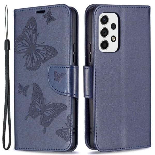 Butterfly Samsung Galaxy A53 5G Läppäkotelo - Tummansininen Blue