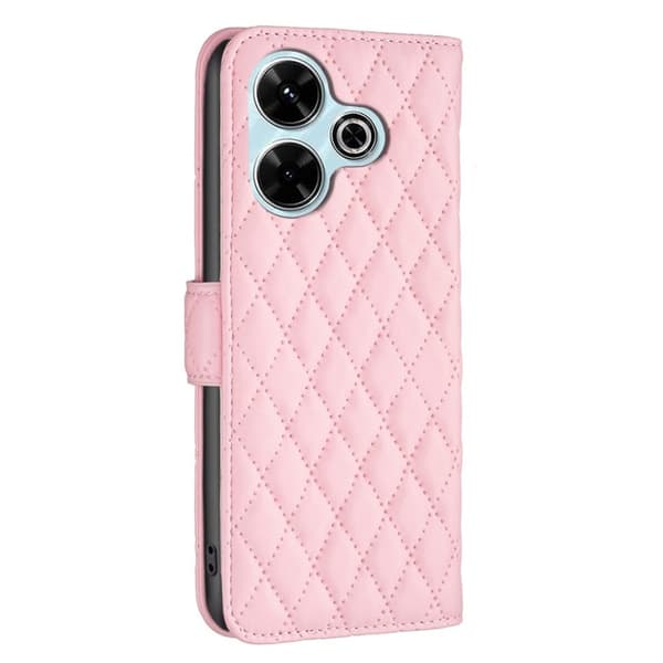 Rhombus mat Xiaomi Redmi 13 / Xiaomi Poco M6 flip etui - Lyserød Pink