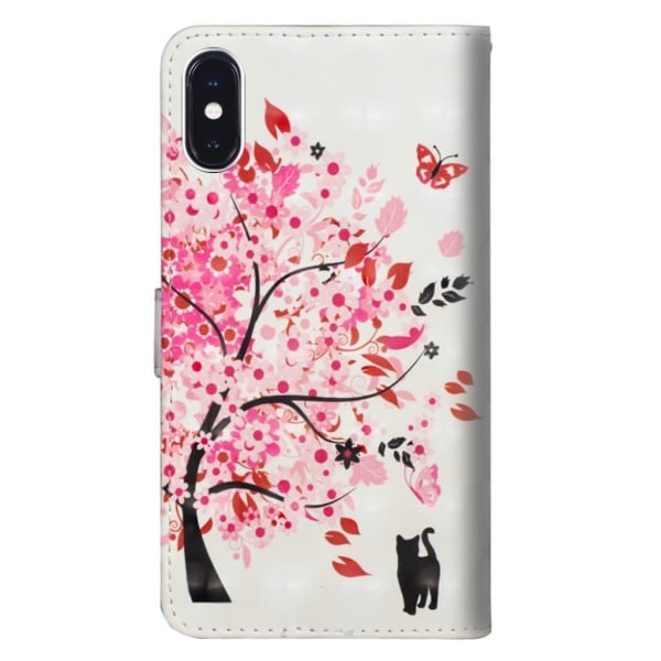 iPhone Xs Max flip etui i læder med lysspot-dekor - Blomstret Tr Multicolor