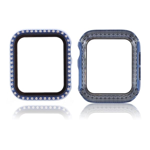 Apple Watch Series 6 / 5 44mm rhinestone décor frame with tempered glass - Blue Blå